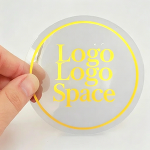 Custom transparent vinyl labels for printing and packaging; waterproof <b>stickers</b> for candle jars and bottles featuring a <b>logo</b> - Product Image 1