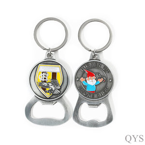 QYS Direct Factory Personalized logo Promotional <b>Gifts</b> Silver Black Metal Beer Opener Keyring Custom Keychain - Product Image 1