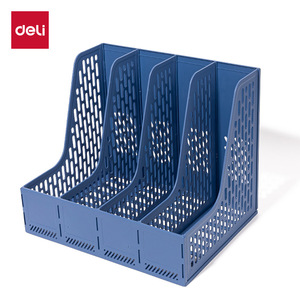 Deli Desktop Vertical <b>File</b> Holder 4-Piece Black Plastic Office <b>File</b> Rack Letter <b>Organizer</b> - Product Image 5