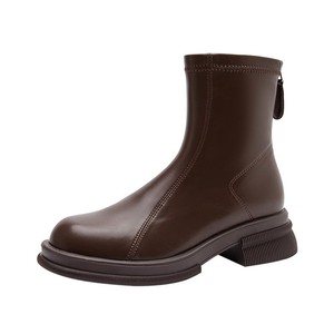 Giày bốt da mềm trẻ em Thu Đông 2023 kiểu Hàn Quốc mới dành cho nữ, kiểu Pháp, gót dày, cổ ngắn, siêu thời trang, ôm sát chân - Product Image 5