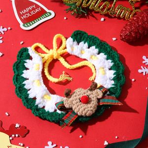 New Designer Cartoon Lace Soft Hand-woven Fiber Wool <b>Pet</b> Christmas Bib Set Cat Hat Dog <b>Collar</b> Accessories - Product Image 6