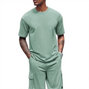 Ensemble 2 pièces pour homme, t-shirt et short cargo, qualité OEM supérieure, 100% coton, 280 GSM, tricoté, séchage rapide, streetwear, mode été, survêtement - Product Image 6