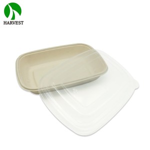 Boîte alimentaire rectangulaire de 700 ml <span class=keywords><strong>en</strong></span> bagasse de canne à sucre biodégradable avec couvercle <span class=keywords><strong>en</strong></span> PP - Product Image 2