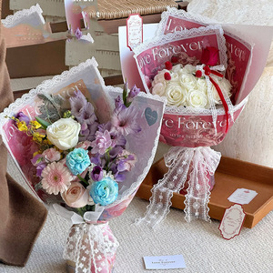 Papel de Embalaje para el Día de San Valentín 2026, Papel Decorativo con Borde de Encaje de Rosa Francesa, Venta al por Mayor - Product Image 1