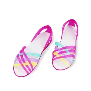 K372 sandálias femininas de verão, sapatos gelatina para mulheres, casual, cores doce, peep toe, praia