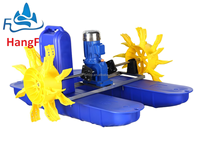 Aérateur à roue à aubes flottante en acier inoxydable HANGFENG GWZJ107F 1HP 0.75kW 380V 4-creusets, machine d'oxygénation avec moteur et boîte de vitesses pour l'aquaculture