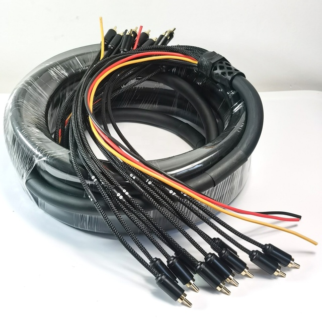 Snake Audio Wire 10-Channel Gold RCA 3x 12GA OFC Audio Cables Braid Shielded PVC Jacket 30ft for HDTV Home Theater Car Use
