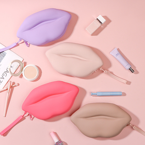 Multifunction Custom Waterproof Lip Shape Cosmetic Organizer Travel Makeup <b>Storage</b> <b>Bag</b> <b>Zipper</b> Silicone Cosmetic <b>Bag</b> - Product Image 1