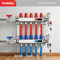 Collecteur de distribution d'eau en acier inoxydable à 5 ports pour système hydronique de tuyauterie PEX - GN800105