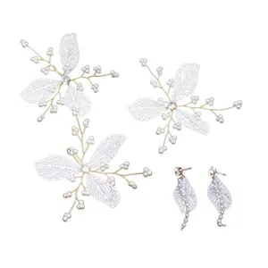 Ensemble de boucles d'oreilles diadème en cuivre perlé, accessoires de cheveux, de luxe, pour robe de mariée, nouvelle collection