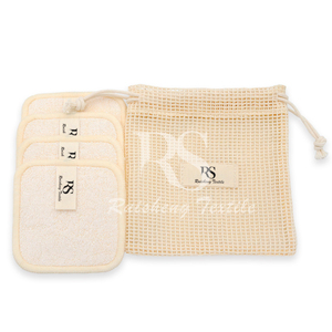 Carrés Démaquillants Écologiques Réutilisables en Coton Bio et <span class=keywords><strong>Bambou</strong></span> Éponge, Lavables, Avec Sac de Lavage - Product Image 1