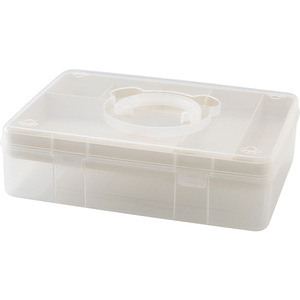 Transparent Double Layer Pen Storage Box Plastic Square Desktop Organizer For Office Supplies With Lid And Handle - Product Image 1