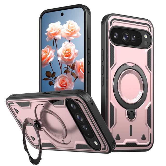 Ring Kickstand Magnetic Phone Cases for Google Pixel 9 Pixel 9 Pro XL Mobile Back Cover Frosted Matte Matte Magnetic Phone case