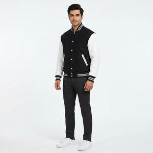 Custom Men's Winter Baseball Varsity Jacket Letterman Style <b>High</b> Quality Wool PU <b>Leather</b> Stand Collar Chenille Hood New Fabric - Product Image 1