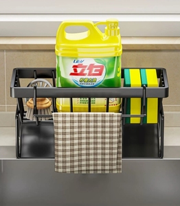 ที่วางฟองน้ำพร้อมที่แขวนผ้าเช็ดจานแบบถอดได้สำหรับอ่างล้างจานในครัว - Product Image 6