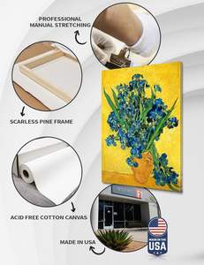 Moderno Vincent <span class=keywords><strong>Van</strong></span> <span class=keywords><strong>Gogh</strong></span> 'Irises' arte da parete olio-Giclee stampe su tela 20x16 vaso fiore per decorazioni per la casa - Product Image 5