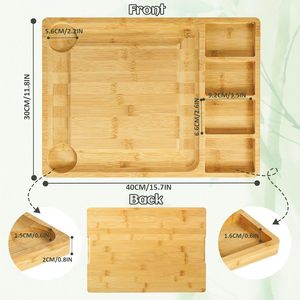 Plateau à fromage en bambou rectangulaire avec compartiments pour les apéritifs et le service, planche à découper en bois pour fruits, pain et fromage - Product Image 4