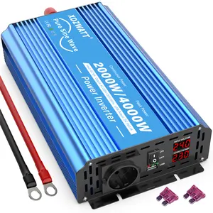 Inverter daya untuk mobil, inverter daya dc ke ac 1000watt 1500watt 2000watt 12 24 hingga 3000 v 220v 230v baterai grid gelombang sinus murni 1kw