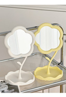 Miroir de maquillage pliable en plastique personnalisé avec sublimation florale, design mignon, sur pied, style vintage, pour filles