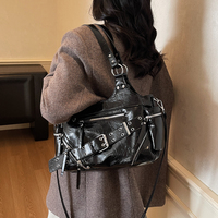 Sacs à main rétro en cuir PU 2026 pour femmes, sac à bandoulière Y2K avec rivets, fermeture éclair, œillets, ceinture, sac à bandoulière avec plusieurs poches