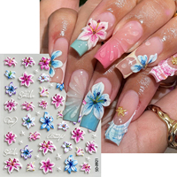 Autocollants pour ongles en forme de fleur de lys en relief 5D, autocollants floraux en forme d'étoile et de lettres, décorations pour ongles en relief 3D pour la manucure