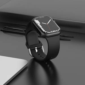 สายนาฬิกาสำหรับแอปเปิ้ลวอทช์ขนาด40มม. 41มม. 44มม. 45มม. สายซิลิโคนนิ่มดีไซน์หัวเข็มขัดโลหะสำหรับแอปเปิ้ลวอทช์ซีรีส์9 8 <span class=keywords><strong>7</strong></span> 6 5 SE - Product Image 4