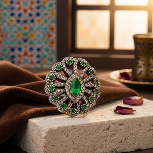 Marquise Oval <b>CZ</b> Silver Authentic Ottoman Ethnic Design Wholesale Handcrafted Sterling Silver <b>Ring</b> Handmade Turkish Jewelry - Product Image 3