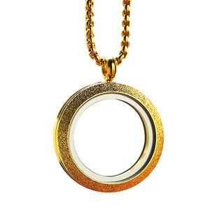 Collier pendentif médaillon rond flottant DIY en acier inoxydable plaqué or, pour femme, pour conserver les souvenirs - Product Image 6