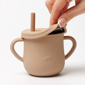 Vaso de Silicona de Grado Alimenticio Libre de BPA para Bebés con Asas, Vaso Multifuncional de Entrenamiento para Beber con Tapa - Product Image 3
