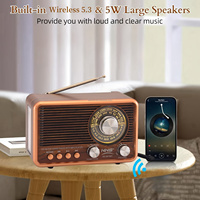 ELETREE Nouveauté NS-6676BT Enceinte sans fil rétro en bois, portable, rechargeable, radio FM AM SW 3 bandes