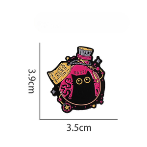 Épinglette en émail « Bouteille de potion de chat noir sorcère », épinglette amusante « Ne pas ouvrir / Faire ça » - Product Image 3