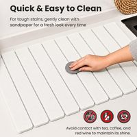 Tapis de séchage OEM en pierre de diatomite 9 mm pour comptoir de cuisine et salle de bain, pliable, antidérapant, pour vaisselle, tasses, bouteilles et ustensiles