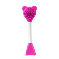 Agent de dropshipping Brosse de beauté pour le soin de la peau en silicone mignon en forme d'ours de 15 cm Brosse à double tête Spatule faciale 2 en 1 Brosse en silicone