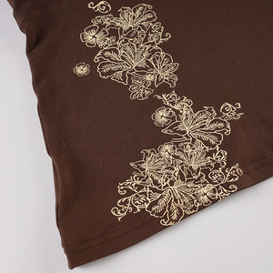 Kaus lengan panjang ramping motif tanaman Y2k wanita Retro gaya baru kaus serbaguna kasual kerah V seksi - Product Image 6