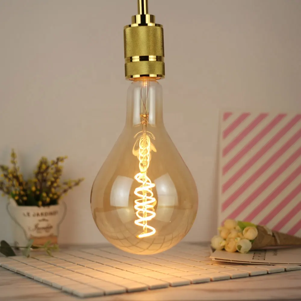 Led Filament Light Bulb PS130 4W 3.5K Light E40 Big E27 2200K Amber Glass Led Filament Bulb