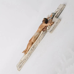 รูปปั้นพระเยซูตรึงกางเขนแบบขายส่ง ปรับแต่งได้ ของตกแต่งโบสถ์คาทอลิก งานฝีมือเรซิ่น ของที่ระลึกทางศาสนาคริสต์ รูปปั้นพระเยซูตรึงกางเขนแบบสั่งทำ - Product Image 4