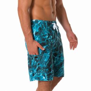 Shorts de bain longs pour hommes en polyester à 100 % avec poches latérales et cordon de serrage, longueur au-dessus du genou, pour le surf et la plage, vente en gros - Product Image 3