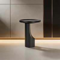 Table d'appoint ronde en bois moderne couleur chêne noir pour salon, avis positifs