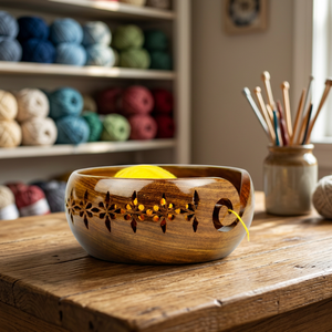 Art Empire Exports - Tazón de Madera Tallado a Mano para Hilos, Forma Redonda, 20 cm de Largo, Estilo Moderno para Tejer a Mano - Product Image 2