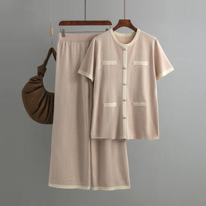 Tuta <span class=keywords><strong>taglie</strong></span> forti da <span class=keywords><strong>donna</strong></span> maglione pantaloni larghi a vita alta alla moda Set in due pezzi - Product Image 6
