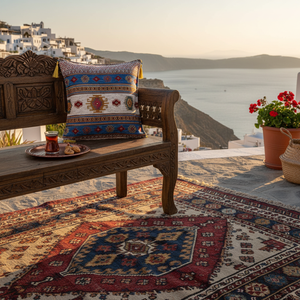 Blue - Cream Kilim Designed Turkish & Ottoman <b>Cushion</b> - Pillow Cover home decoration from Turkey - Product Image 3