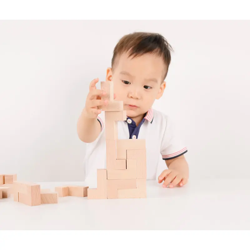 Multifunktionale hölzerne stapelbare Bausteine Freiheit Bau Kinder spielen Bausteinspielzeug