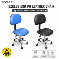 Tabouret de laboratoire médical en cuir PU réglable avec roues pour chaise ESD à usage industriel pour salle blanche de bureau d'hôpital