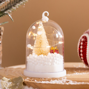 Christmas Decoration <b>LED</b> Mini Christmas <b>Tree</b> in Dome Transparent Cover with Colorful Foam Beads Hanging Ornament for Party Decor - Product Image 4