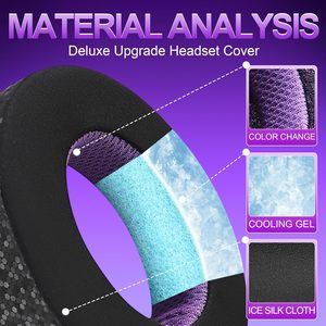 Coussinets d'oreille de remplacement Jomwag pour casques <span class=keywords><strong>700</strong></span>/NC700 - Coton et mousse à mémoire de forme, design noir/violet rafraîchissant - Product Image 3
