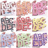 26 pièces/ensemble, appliques en lettres anglaises violettes A-Z |   Patchs en lettres à repasser, badge à coller pour vêtements, sacs, chaussures