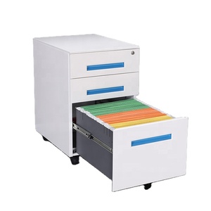 Bedroom Office 3 Drawers Cabinet Modern Design Adjustable Mobile Steel Rolling File Cabinet Under <b>Desk</b> Steel Mobile Pedestal - Product Image 1