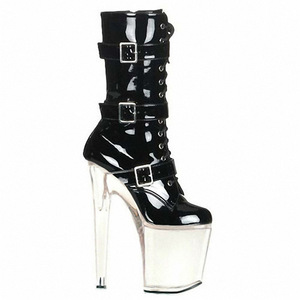 <span class=keywords><strong>Botas</strong></span> Cortas de <span class=keywords><strong>Mujer</strong></span> con Cremallera y Tres Correas, Suela Gruesa de 8 Pulgadas (20 cm), Zapatos Sexys <span class=keywords><strong>para</strong></span> Pole Dance, Diseño Sólido, Modelo de <span class=keywords><strong>Botas</strong></span> de Baile de Invierno - Product Image 5