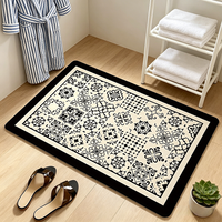 Tapis de bain en diatomite à séchage rapide, absorbant, antidérapant, tapis de sol de salle de bain à rayures géométriques, tapis de douche