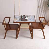 Table et chaises de salle à manger en bois massif avec dossier en rotin vintage, vente chaude, style américain, café, restaurant, bistrot, cafétéria